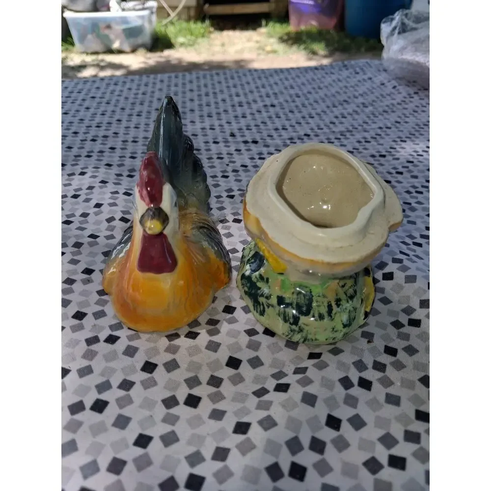 VINTAGE JAPAN Ceramic Rooster Sugar Bowl Hand Painted